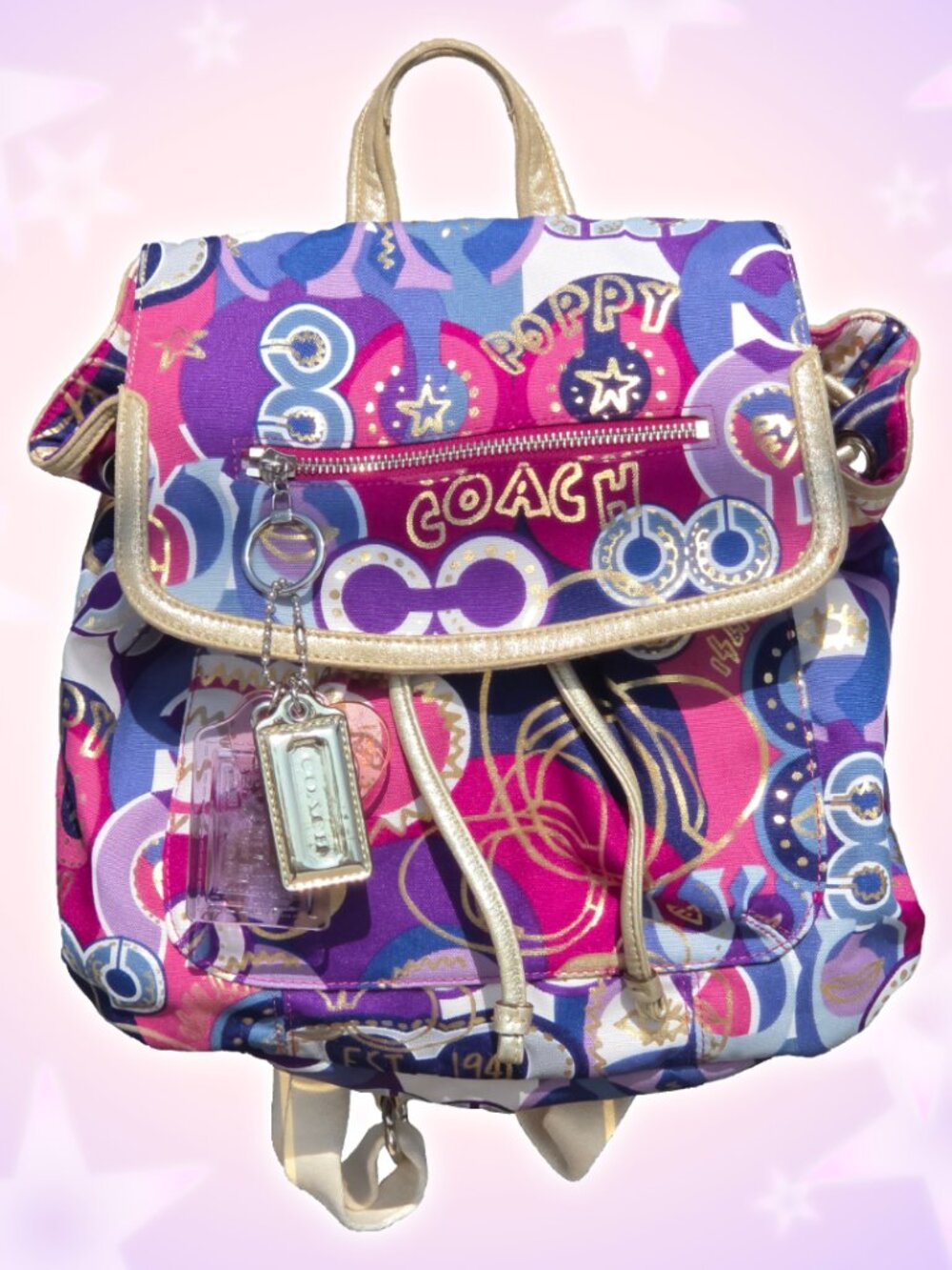 Coach No. 18341 Y2K Poppy Pop C Glam Signature Graffiti Mini Backpack